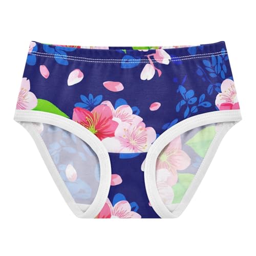 Pink Cherry Blossom Flowers Blue Toddler Underwear Floral 2t Cotton Little Girl Panties Fancy Briefs Girls Undies