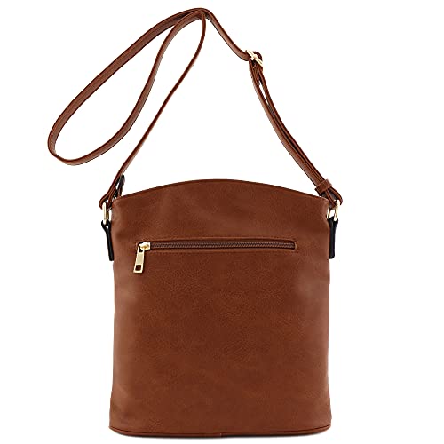 Alyssa Triple Zip Pocket Large Crossbody Bag (Brown) #TOP5