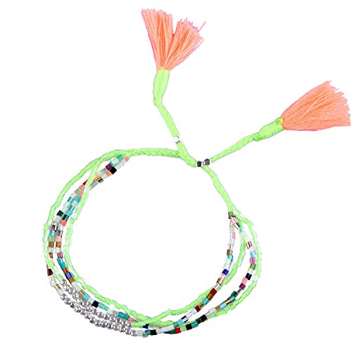 KELITCH Miyuki Mix Beads Friendship Bracelets New Handmade Multi-Strand Bracelet for Womens Gift (Green)