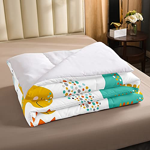 Conjunto de cama de dinossauro fofo para meninas, crianças, meninos, desenho de dinossauros, edredom