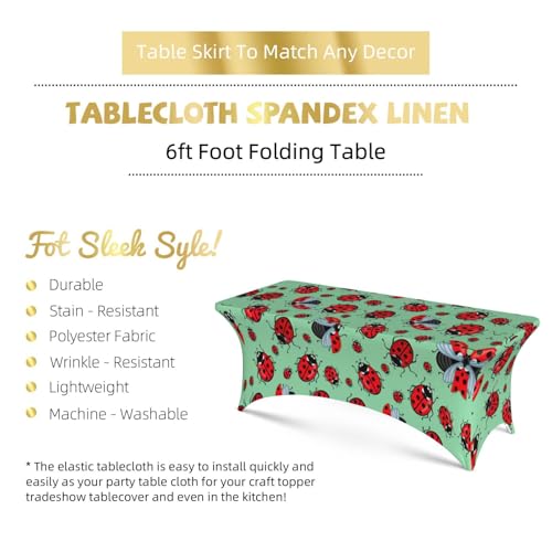 Housse de table extensible rectangulaire 1,8m à motif coccinelles