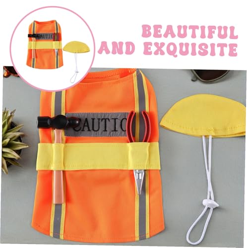 Disfraz ingeniero naranja para perros tamaño M miniatura 6