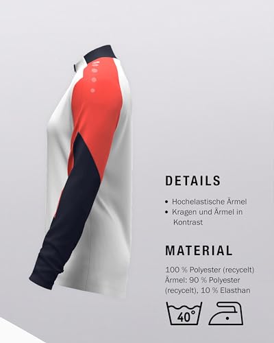 JAKO Damen Ziptop Dynamic, weiß/Coral/Marine, S – Ansicht 5