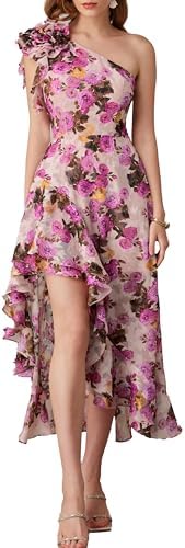 GRACE KARIN Womens Summer One Shoulder Sleeveless Dresses Floral ...