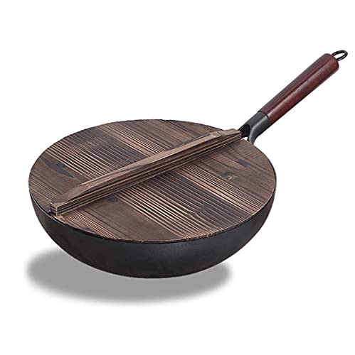 Wok de hierro con tapa de madera 12.5 pulgadas miniatura 1