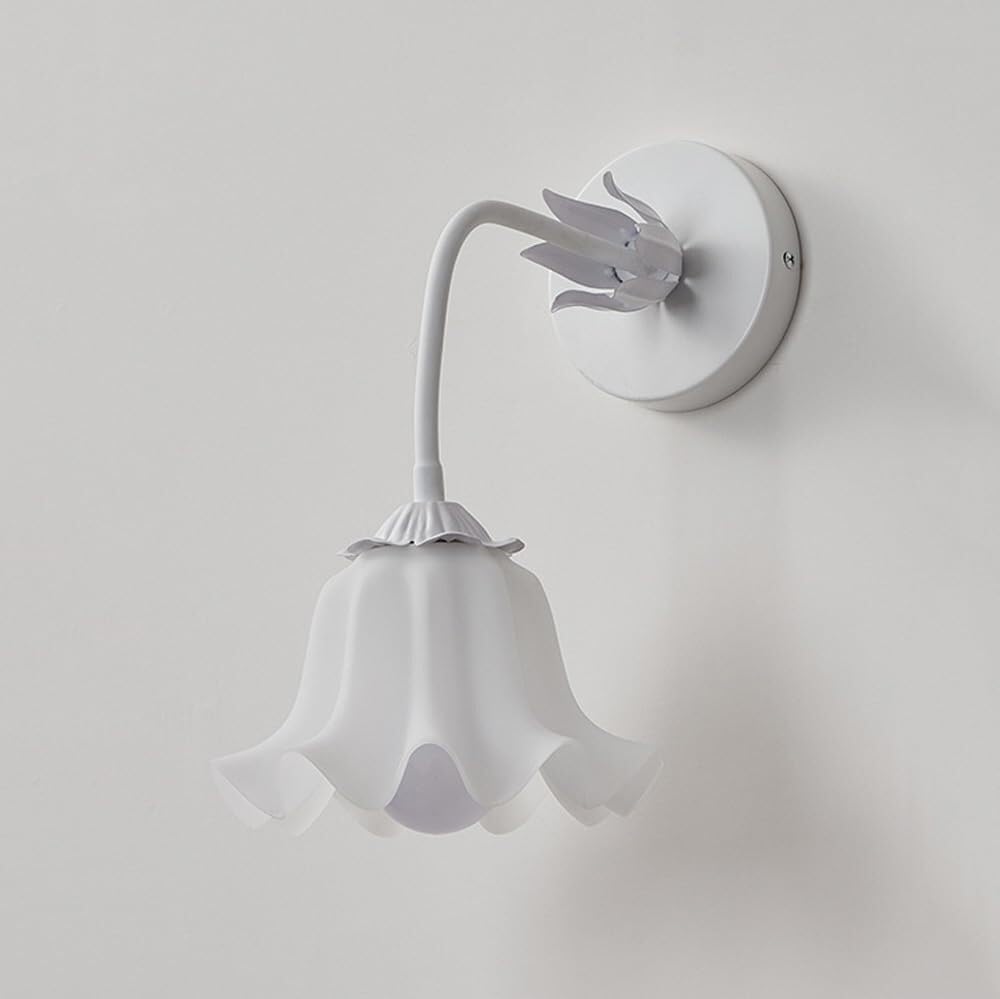 Aplique de Pared para Interiores, Dormitorio, Pasillo, Estilo nórdico Moderno, Cristal opalino, Creativo, Blanco, Flor Verde, lámpara Floral montada, Rosa, para mesita de Noche, sa
