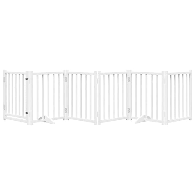 Foto 8 de 8 de vidaXL Puerta de Perros Plegable 6 Paneles Madera Abeto Blanco 300 cm