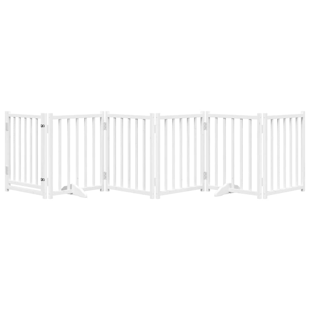 vidaXL Puerta de Perros Plegable 6 Paneles Madera Abeto Blanco 300 cm, Puerta para Mascotas, Puerta de Seguridad para Perros, Puerta para Perros de Seguridad
