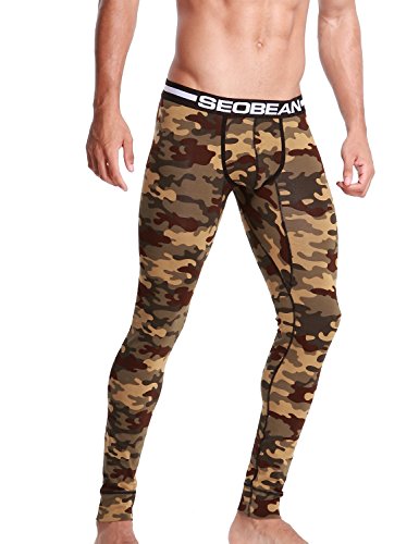 SEOBEAN Mens Low-Rise Underwear Pants Long John Cotton