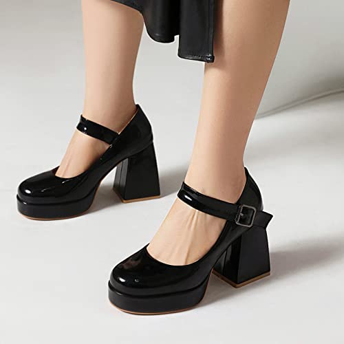 Womens Chunky High Heels Mary Jane Platform Pumps Bows4