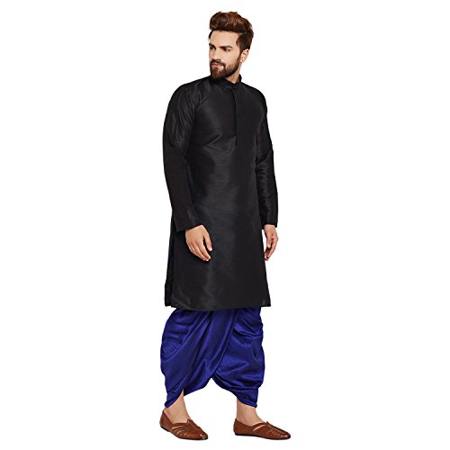 Image of SOJANYA (Since 1958 Men's Off-White and Gold Dupion Silk Dhoti Kurta Set
