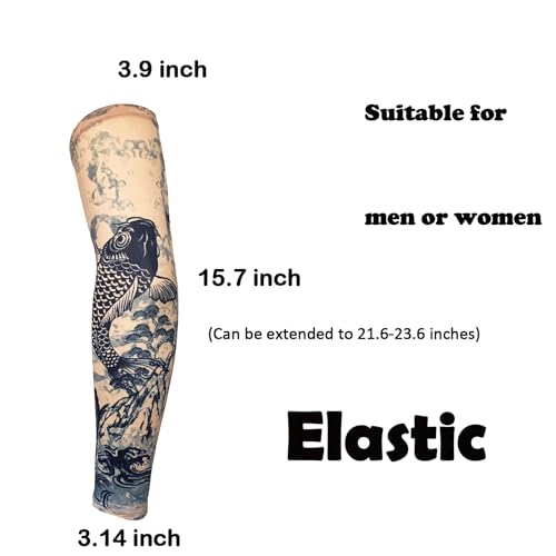 FANOST Tattoo Ärmel für Männer und Frauen, Fake Tattoos Ärmel für Radfahren Laufen Outdoor-Sport Camping Reisen, Sommer Sonnenschutz, Halloween Tattoo Armstrumpf