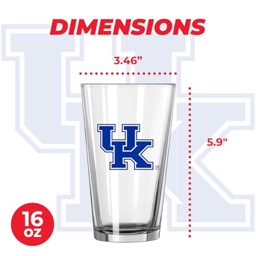 Image of Logo Brands NCAA 16 oz Pint Glass - Durable Glass With Bold Team Color- Chip-Resistant Rim Drinkware For Fans, Tailgates, Home Bars & Everyday Use