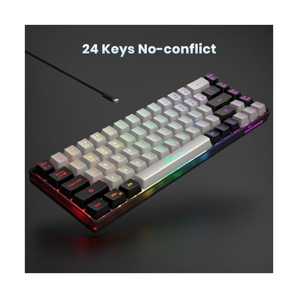 65% Gaming Keyboard, Wired Backlit Mini Keyboard, Ultra-Compact Anti-Ghosting No-Conflict 68 Keys Membrane Gaming Wired Keyboard for PC Laptop Windows Gamer - Image 6