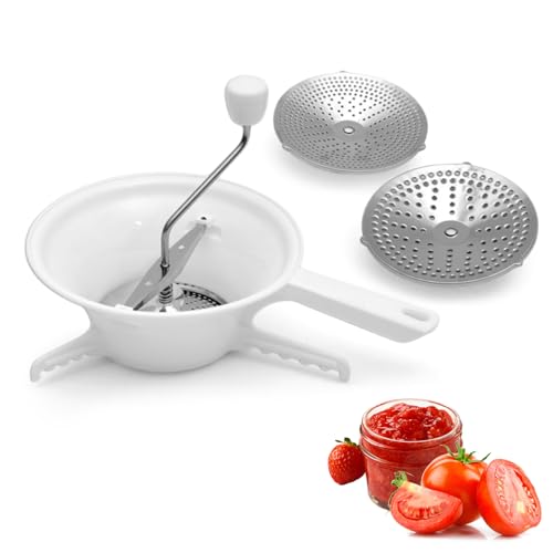 Moulin À Légumes Manuel, Moulin À Nourriture À Manivelle Avec 3 Disques De Broyage, Purée De Pommes De Terre En Plastique, Presse Purée Ecrase Pomme De Terre...