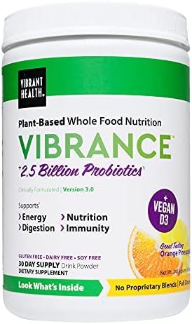 Vibrant Health, Vibrance, Plant-Based Green Superfood Powder, Orange Pineapple, 30 Servings