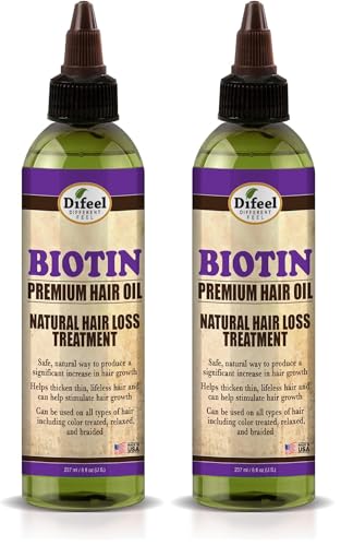 Image of Difeel 99% Natural Premium Hair Oil - Biotin Oil Volumizing and Thickening 7.78 ounce (Pack of 2)