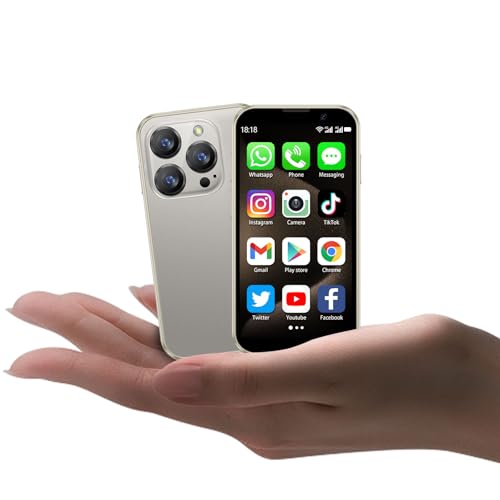 soyes Mini Phone World's Smallest 3.0" HD Touch Screen Mini Smartphone Unlocked Android Compact Mobile Phone for Students Cell Phone wih Quad-Core Dual SIM Face lD 2GB+16GB Gold