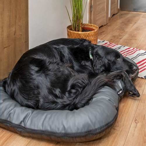 4L Textil Ella Hundebett mittelgroße Hunde Kunstleder Wasserfestes Hundebett Hundekissen Kunstleder Hundematratze (90x70 cm, Graphit)