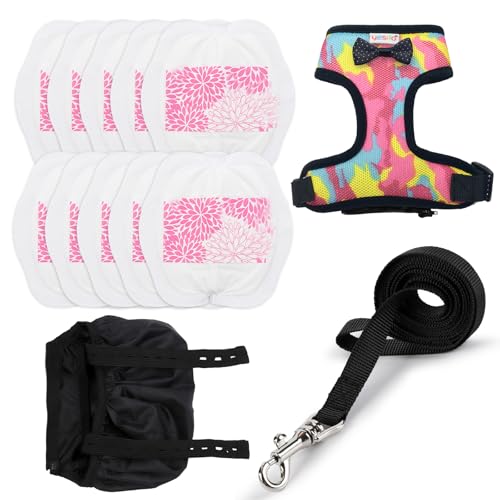 Yesito Chicken Harness Hen Camouflage Pink Size with 5.4foot Matching Leash Adjustable Resilient Comfortable Breathable (Small Camouflage Pink)
