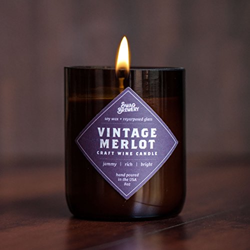 Vintage Merlot Wine Candle - Makes A Great Wine Gift, Gift For Mom, Unique Wine Bottle Candle, Pinot Noir, Bordeaux, Cabernet, Syrah, Malbec, Chardonnay, Lush *Made In Usa* #TOP1