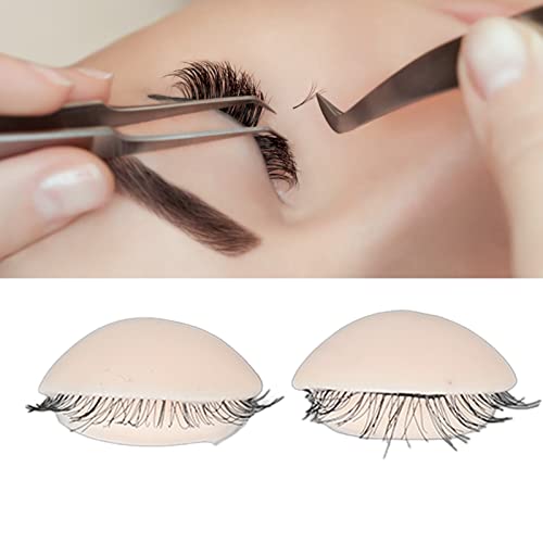 Uxsiya Mannequin Head Eyelids, Eyelash Grafting Practice 3 works Silicone Eyelids with Eyelashes Replaceable for Salon(Pink) - Image 4