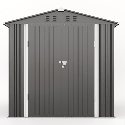 Catálogo de Bodegas los mejores 10. 42 MAMALAND Cobertizo de Almacenamiento de Metal para Exteriores, 200x127x189cm, Herramienta de Acero con Puerta y Cerradura(Gris)
