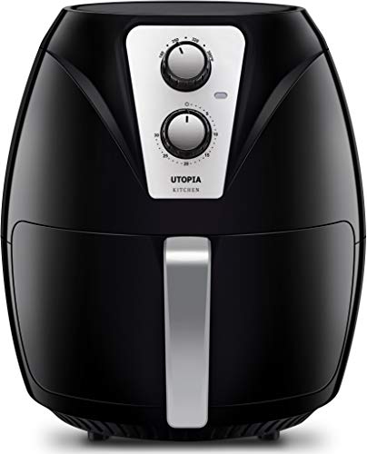 Utopia Kitchen Air-Fryer - 1300-Watt 3.2-Quart Oil Less Fryer - 50 Recipes Cookbook - Black