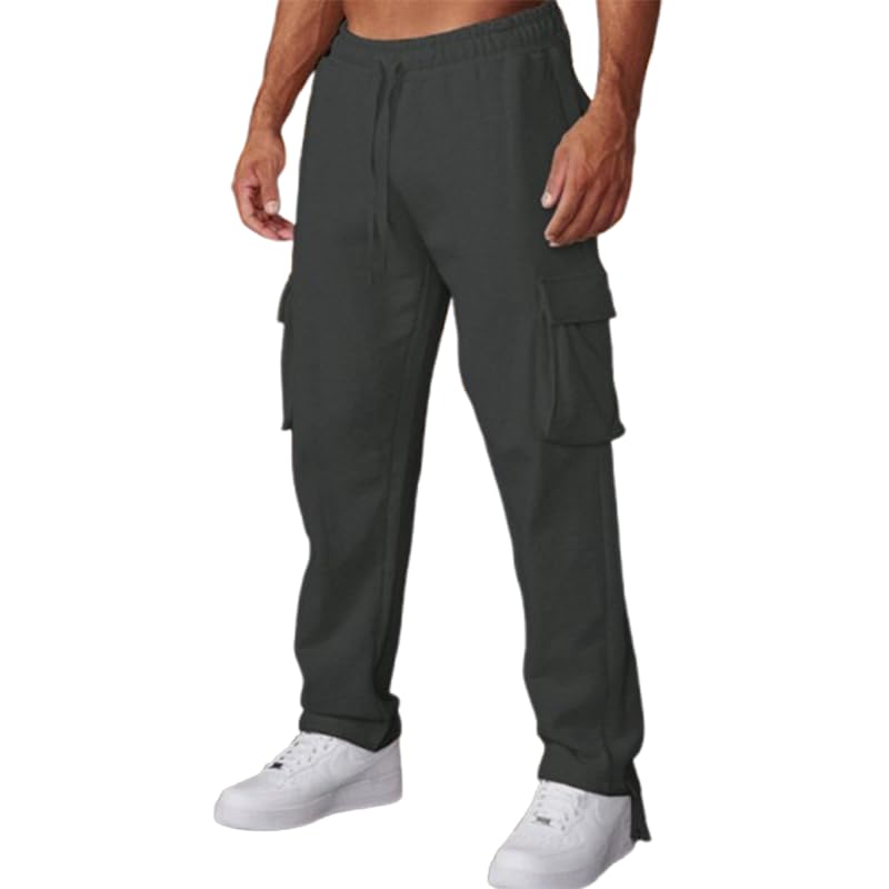 Mens Cargo Joggers Pants Fall Drawstring Casual Baggy Sweatpants Men with Multiple Pockets