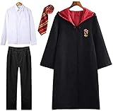 Deciduous Harry Kostüm für Erwachsene Gryffindor-Mantel-Kap Krawatte Hemd Anzug Disguise Jungen Mädchen Magische Robe Wizard Halloween Karneval Festmode,Men,XXL