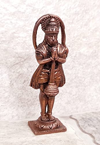 Image of Copper Idols India, 2.6 inches, Handmade Standing God Hanuman, 40 Grams, Patina Antique Finish, Pack of 1 Piece