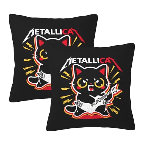 枕カバー 猫 メタリカ METALLICA クッションカバー 2枚セット 座布団カバー まくらカバー おしゃれ 可愛い ソファ背当て 抱き枕 インテリア飾り オフィス 部屋飾り 四季通用 45×45cm