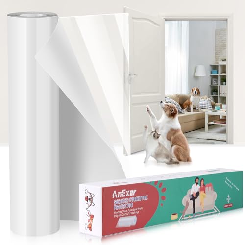AnExer Protector Anti-Arañazos de Puertas [Vinilo Grueso], 400x40CM Cinta Anti Arañazos para Gatos,Protector de Muebles para Gatos y Perros,Protector de Arañazoss Autoadhesivo para Puerta Mesa Armario