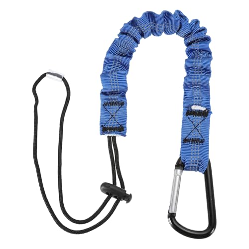 Image of MECCANIXITY Retractable Tool Lanyard 2ft with Single Aluminum Buckle and Adjustable Loop End, Maximum Weight Limit 10KG / 22lb, Safety Fall Protection Tools Leash, Blue