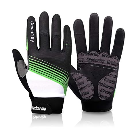 Grebarley Cycling Gloves Full Finger Mountain Bike Gloves with Anti-Slip Shock-Absorbing Pad Touchscreen MTB Road Biking Gloves for Men Women Cover