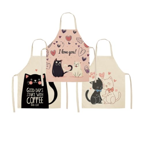 Delantal de cocina con estampado de gato ideal para barbacoas al aire libre y repostería