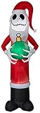 Gemmy 8' Airblown Mixed Media Jack Skellington as Santa w/Fuzzy Beard Disney Christmas Inflatable