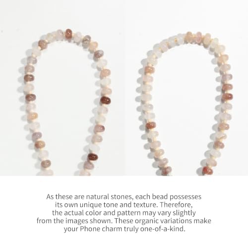 POSADINA Natural Stone Phone Charm, Beaded Healing Phone Wrist Strap, Handmade Cellphone Chain Lanyard with Tether Tab - 1