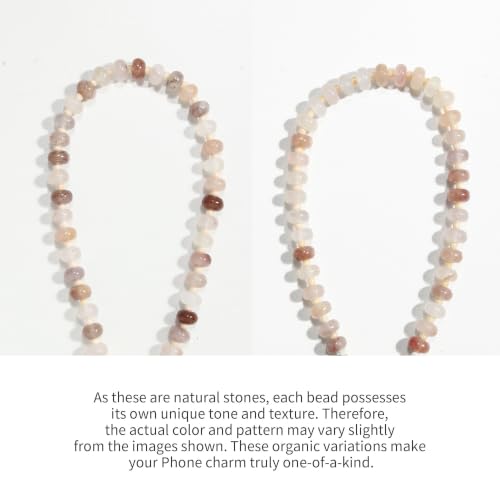Image of POSADINA Natural Stone Phone Charm, Beaded Healing Phone Wrist Strap, Handmade Cellphone Chain Lanyard with Tether Tab