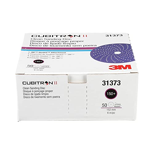 Image of 3M Cubitron, Hookit Clean Sanding Abrasive Disc 31373, 6 in, 150+ Grade, 50 /Pack Discs, Virtually Dust-Free, High Performance, Multi-Hole Pattern, Feather Edging, Stock Removal (Pack of 4)