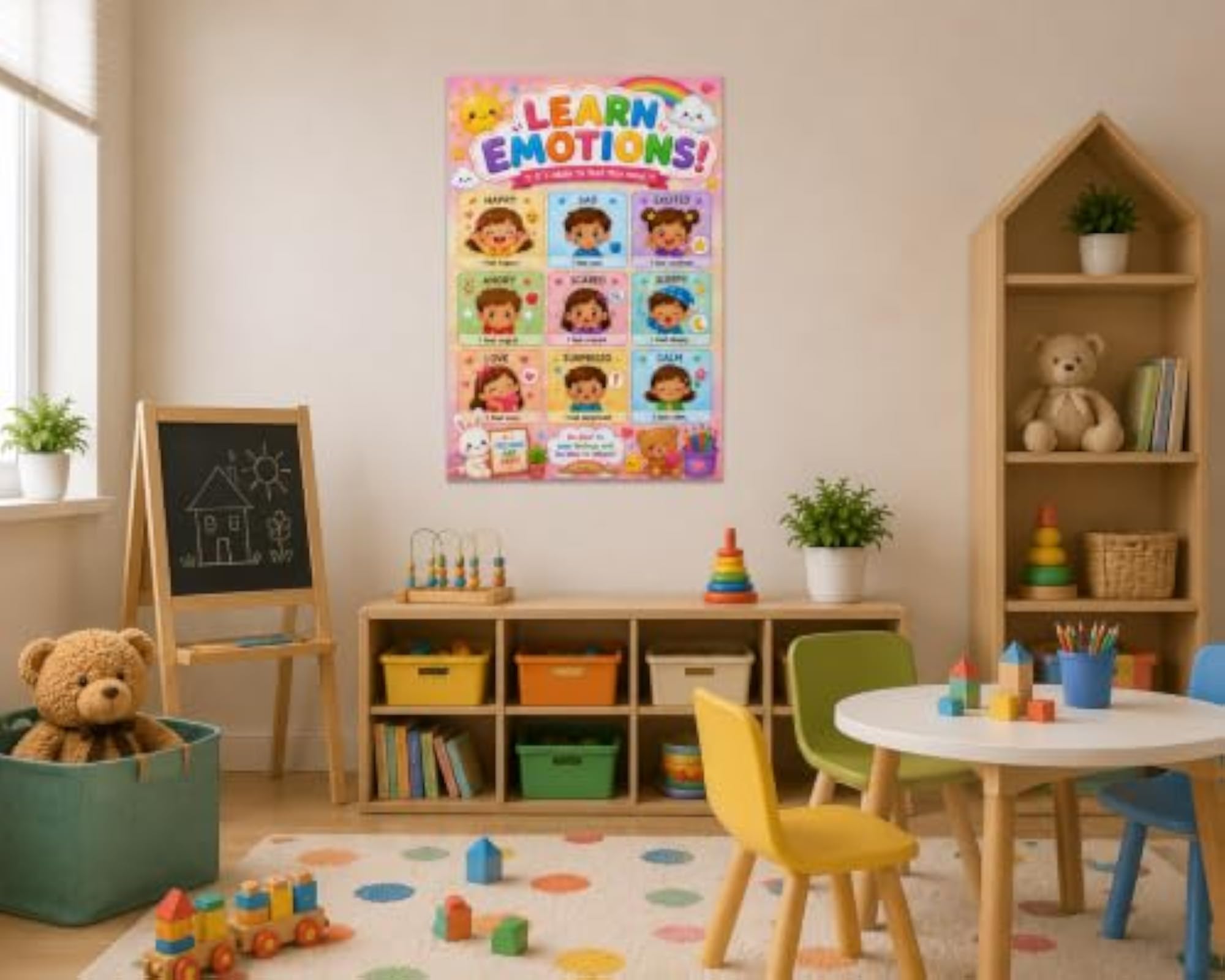 Learn Emotions Educational Poster for Kids, Feelings Chart