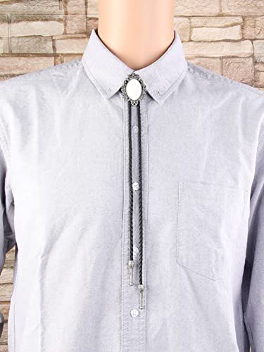 Image of GelConnie Bolo Tie for Men Women Western Cowboy Turquoise Leather Necktie | Natural Stone Bolo Tie Necklace for Women Rodeo Cowboy Leather Necktie Native American Western Cowgirl Ties Adjustable Cord