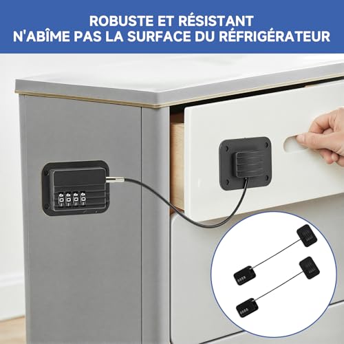 YUANFANXX 2 Pièces Cadenas Frigo Porte, Cadenas Frigo Avec Code, Serrure De Fenêtre À Combinaison Sécurisée Pour Enfant, Convient Aux Réfrigérateurs, Armoires Et Fenêtres (Noir) – vue 4