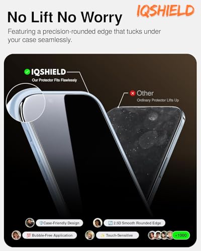 Image of IQShield My-View Privacy Screen Protector Tempered Glass Guard for iPhone Air, 9H Hardness, 2-Way Anti-Spy, Case Friendly [1 Pack]