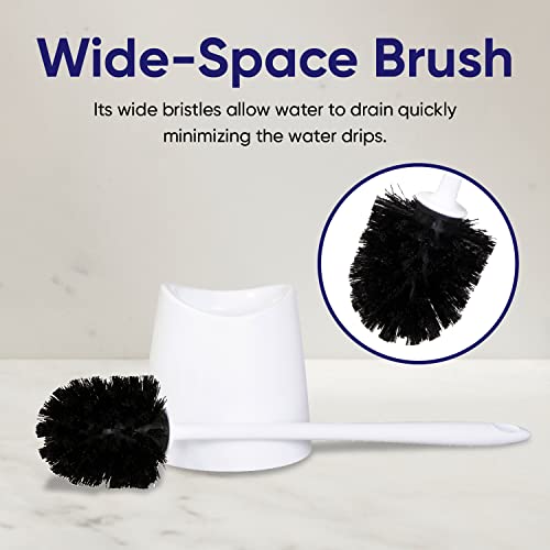 Image of Modern Toilet Brush and Holder, White Toilet Bowl Scrub Brush with Storage Caddy, Bathroom Cleaner. by Superio