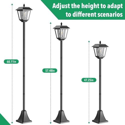 68" Solar Lamp Post Light Outdoor - 3000K Warm White, IP45 Waterproof Post Solar Lights Outdoor, Pole Lights Outdoor, Decorative Lamp for Yard Garden Patio Lawn Pathway Driveway Front/Back Door (2PK)