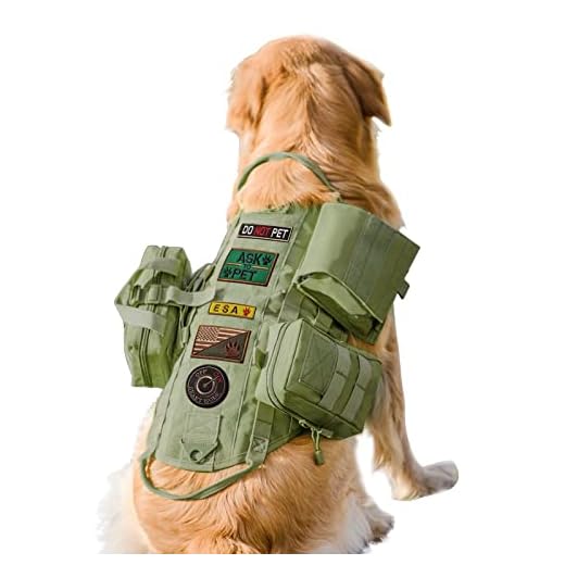 AIWAI Tactical Dog Harness with Pouches,Dog Vest Harness for Large Medium Dogs with Hook & Loop Panels,Adjustable Military Dog Harness with Handle,No-Pull Service Dog Vest for Walking Hiking Training