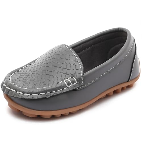 Image of Boys Loafers PU Leather Slip-On Toddler Dress Shoes Non-Slip Sole Kids Moccasins for School Events and Daily Wear