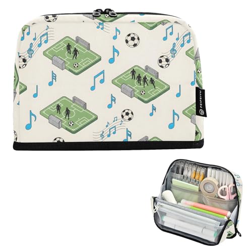 JULYTO Soccer Field Pencil Case with Zipper and Organizer