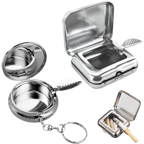 2 Pcs Portacenere Portatile, Posacenere Tascabile, Portacenere Portatile da Tasca, Posacenere da Spiaggia Riutilizzabile, Porta Mozziconi Tascabile Inodore, per Viaggi Escursioni Attività all'aperto